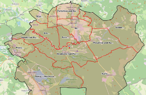 Mapa pásma infekce Hradčany n. Pl.